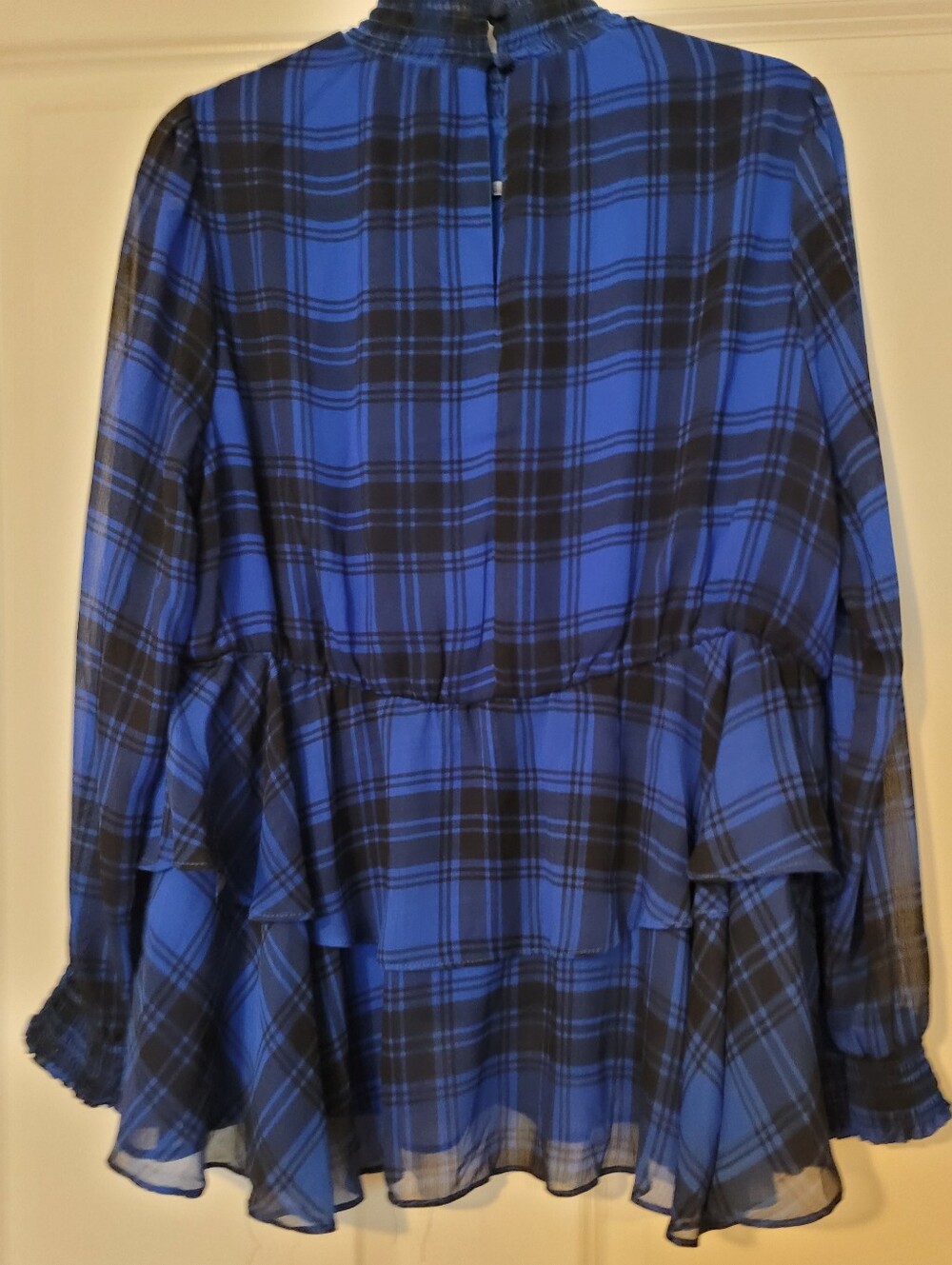 torrid Blue and Black Plaid Rufffled Top Blouse.   M/L  NWT! - Picture 2 of 12